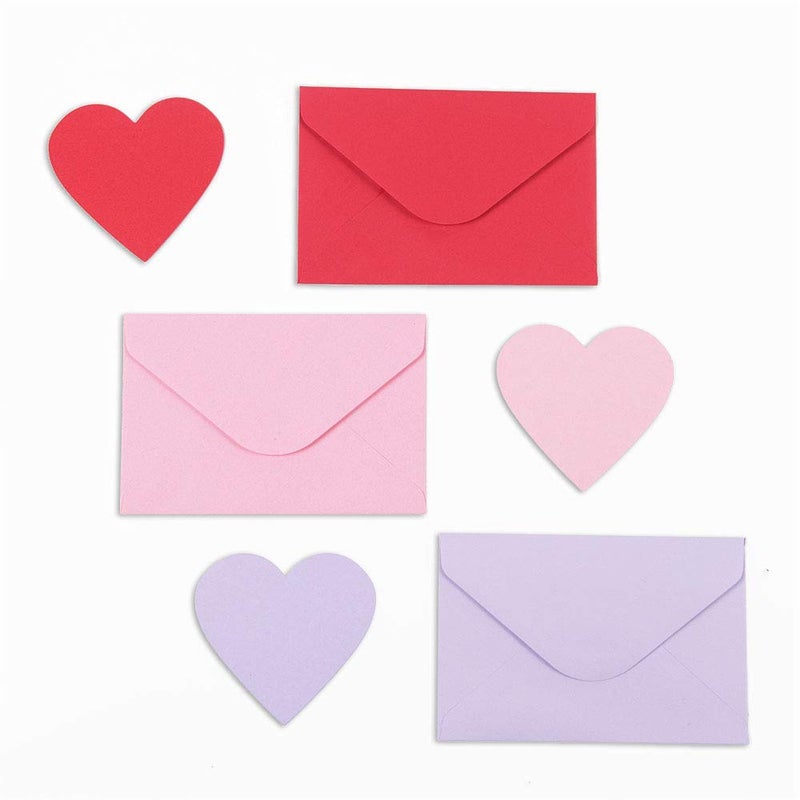 Bubbley 48-Pack Blank Heart Shaped Cutout DIY Greeting Cards for Valentine's Day and Anniversary, Envelopes Included, 3 Colors, 4 x 6 Inches - Image 1